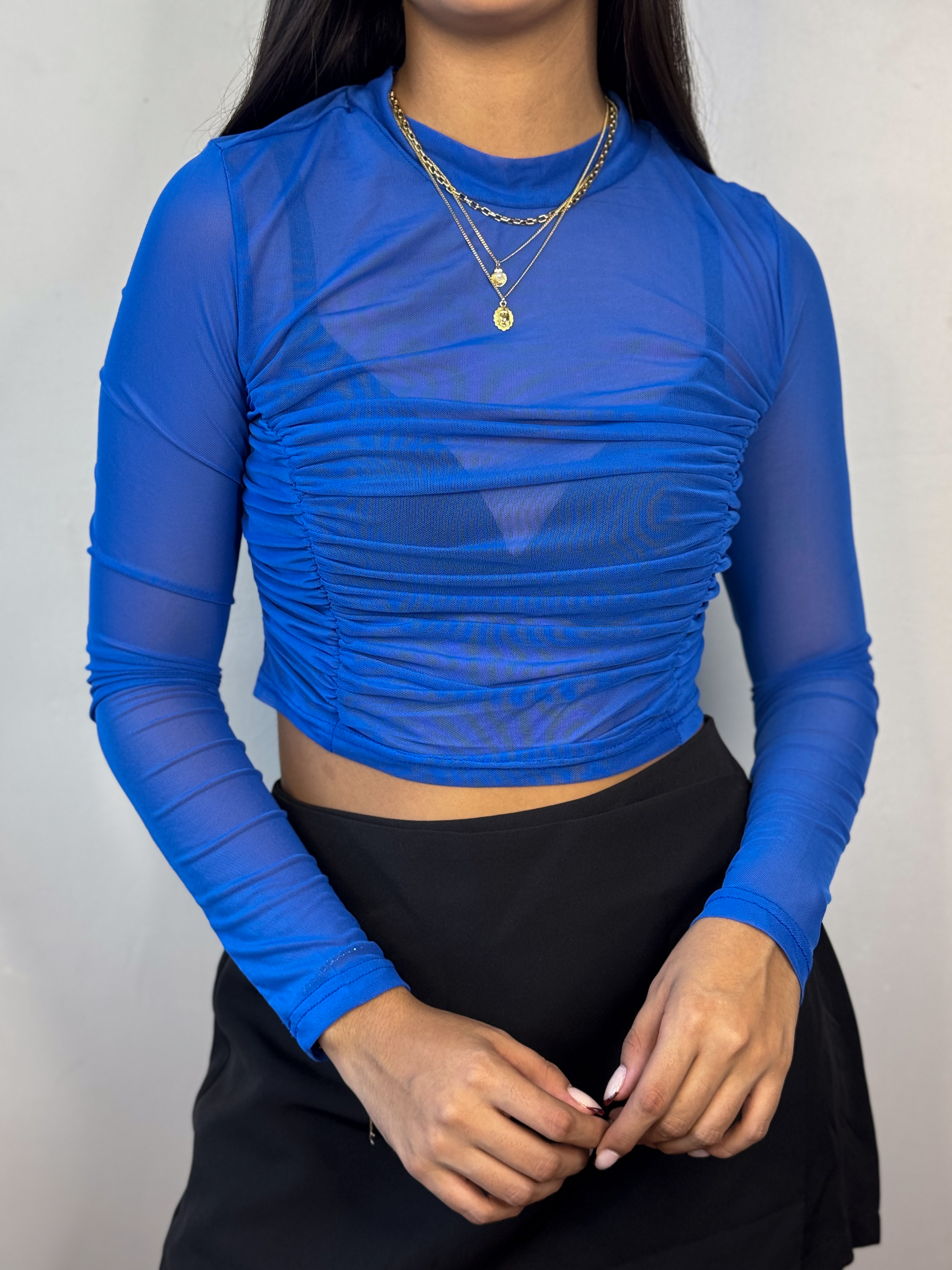 Top de mesh azul