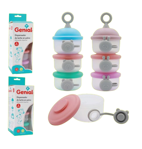 Dispensador de leche en polvo apilable (3 contenedores)