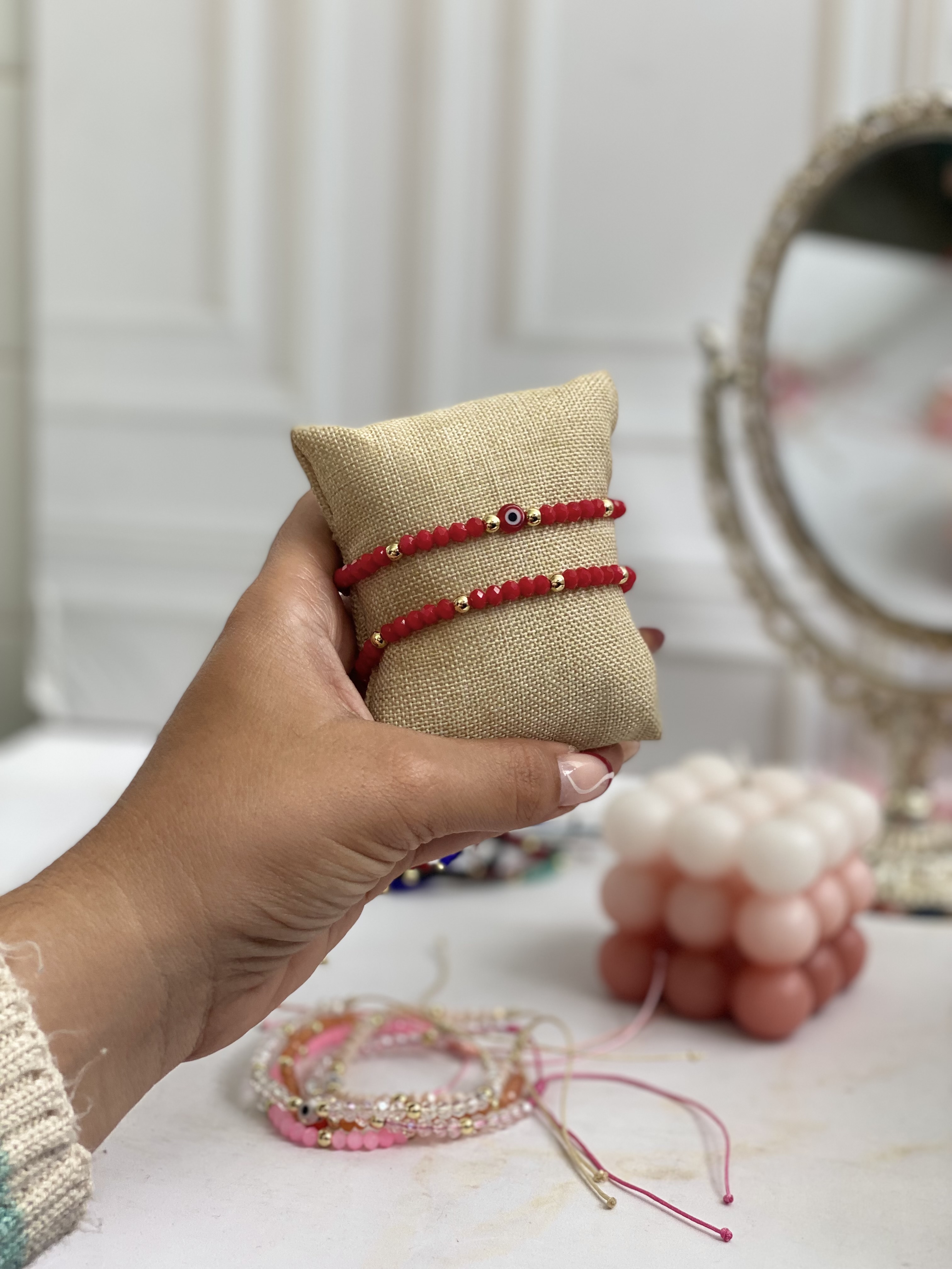 Par de pulseras cristal y ojito