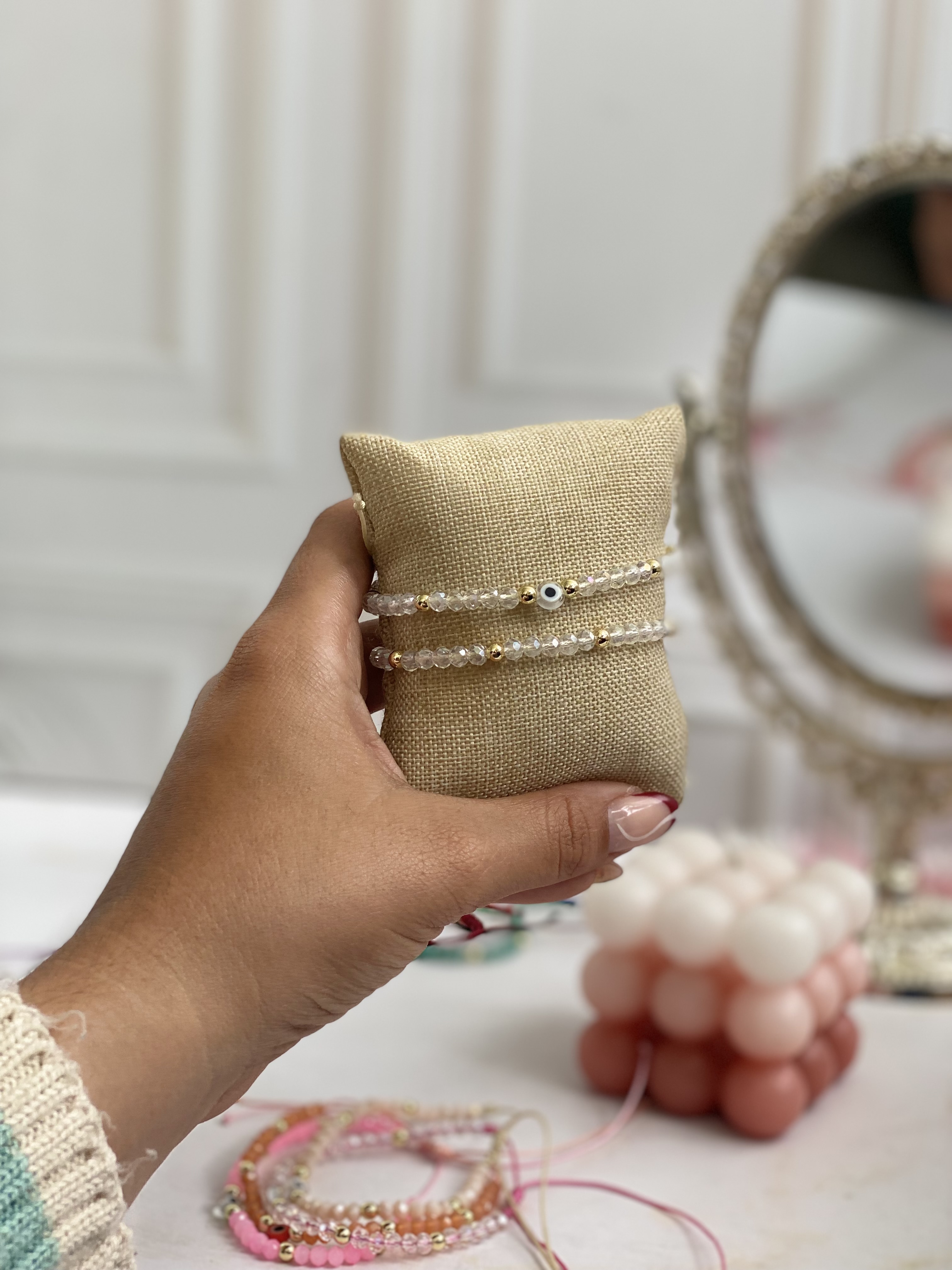 Par de pulseras cristal y ojito 3