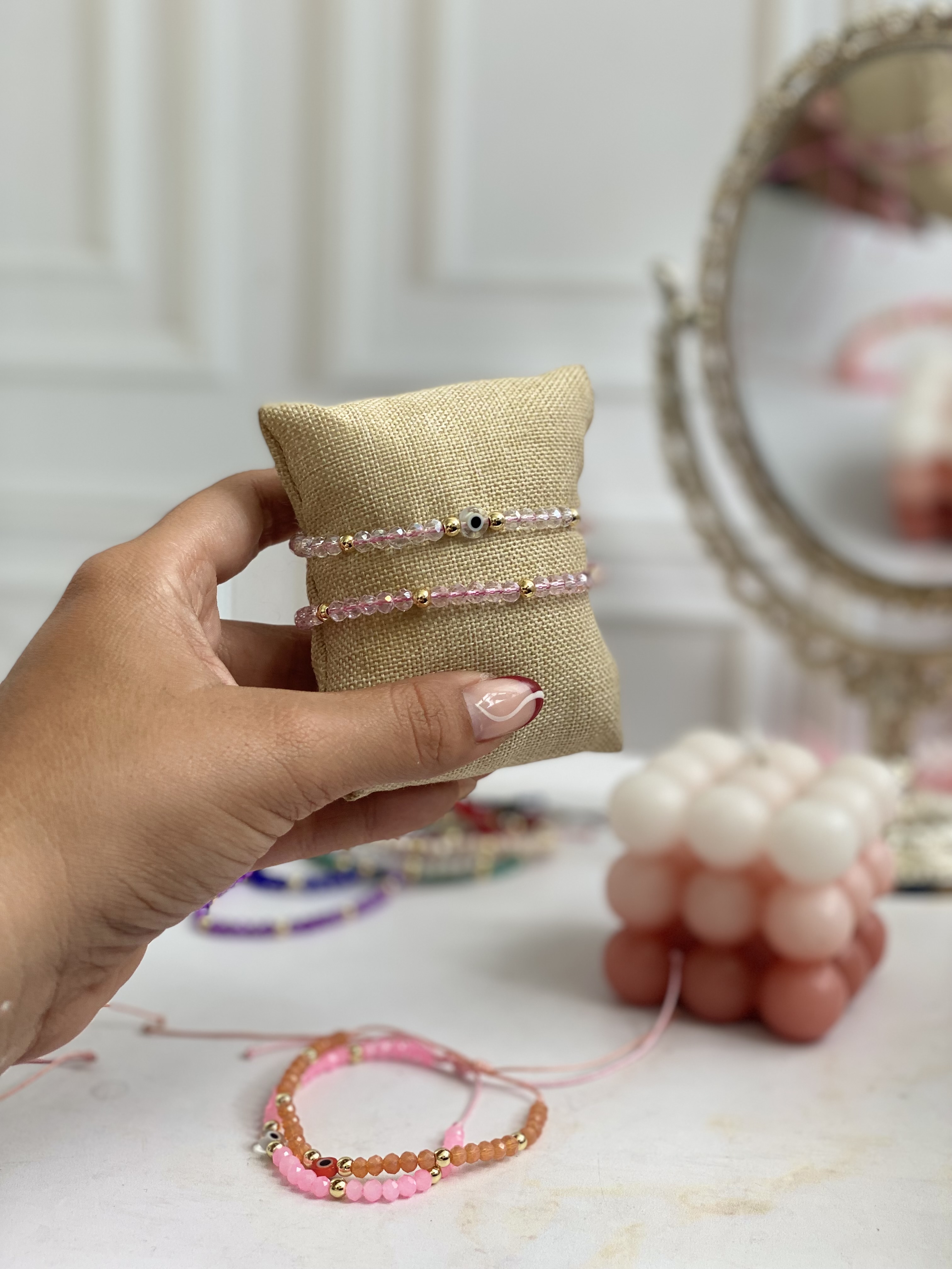 Par de pulseras cristal y ojito 4