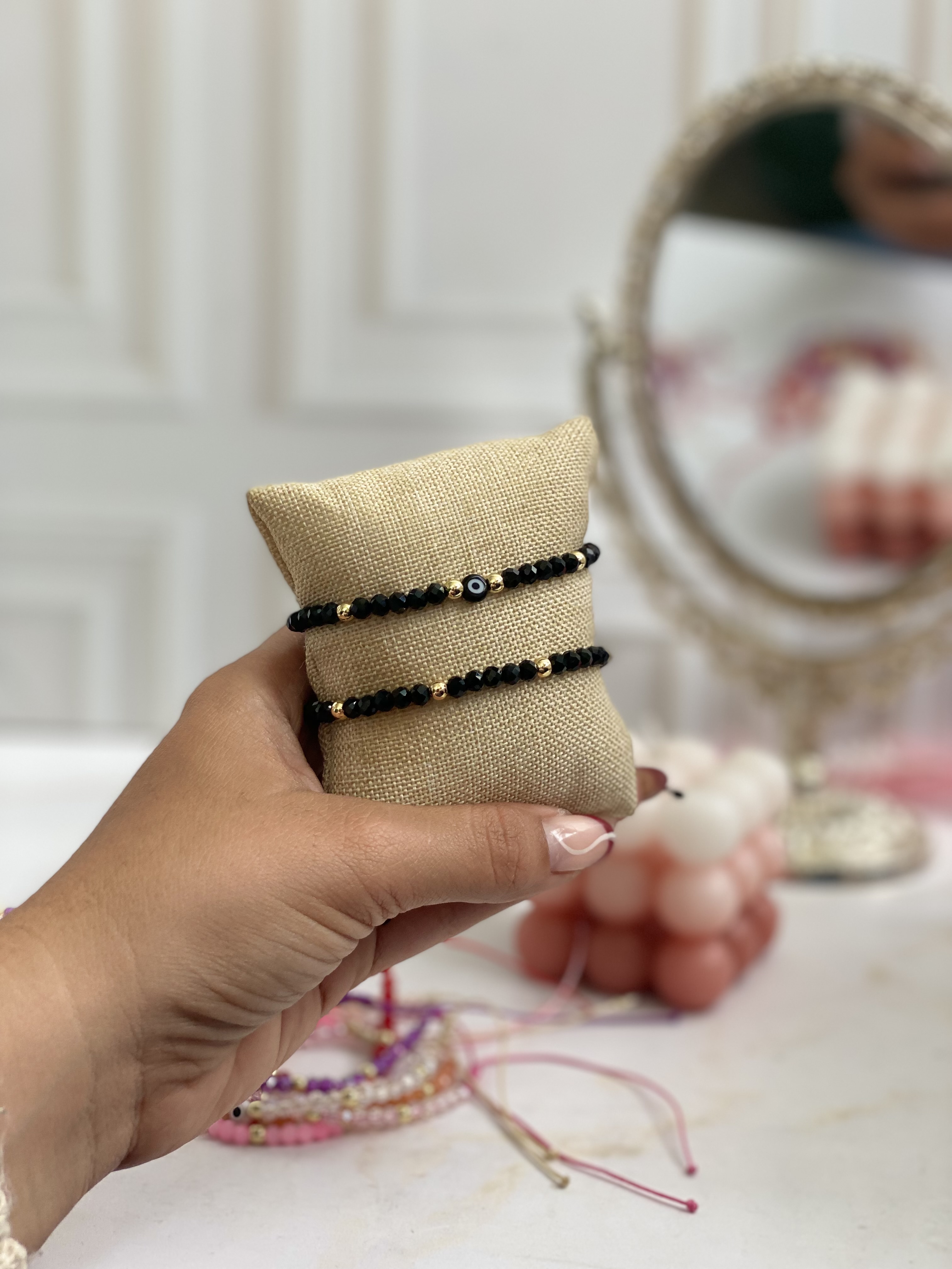 Par de pulseras cristal y ojito 5