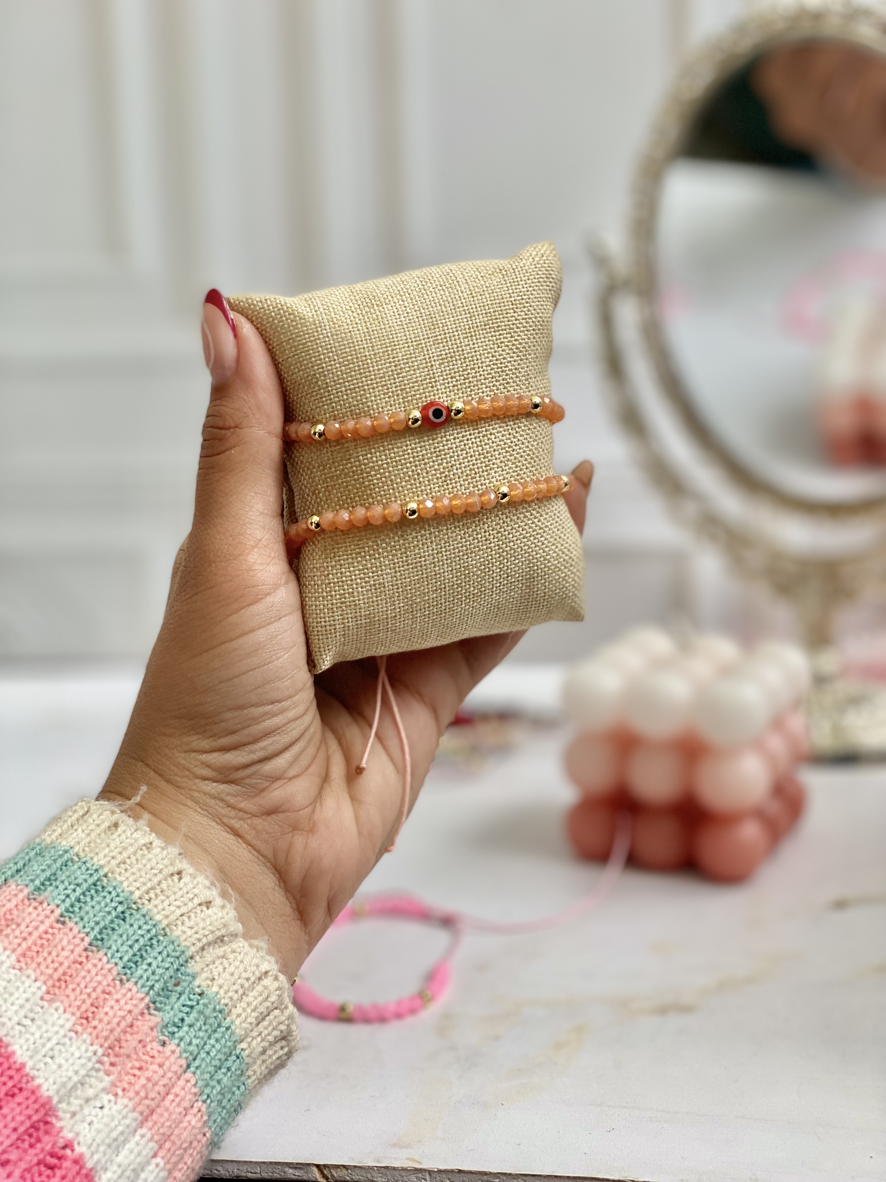 Par de pulseras cristal y ojito 10