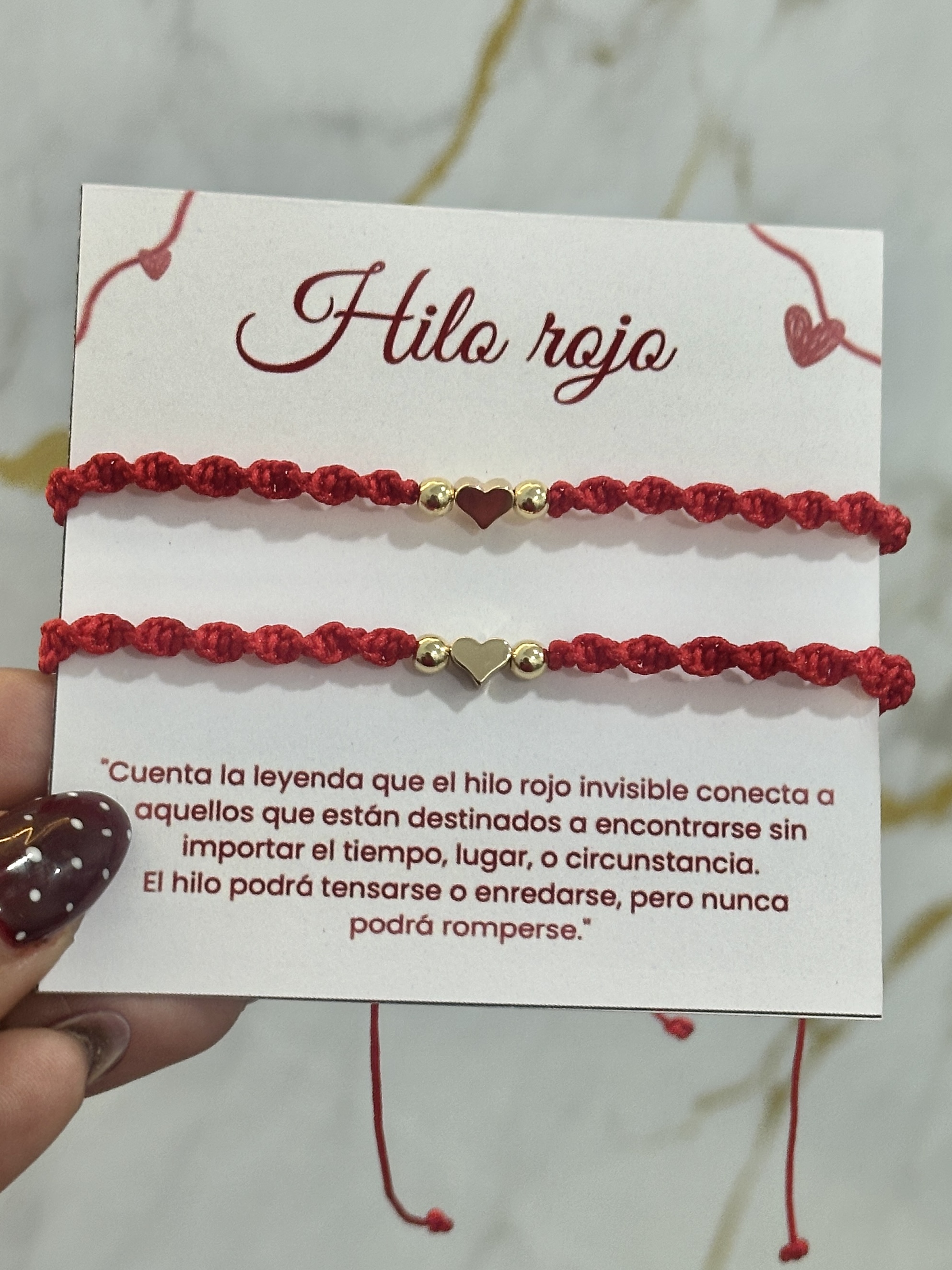 Pulsera hilo rojo tejida (par) 