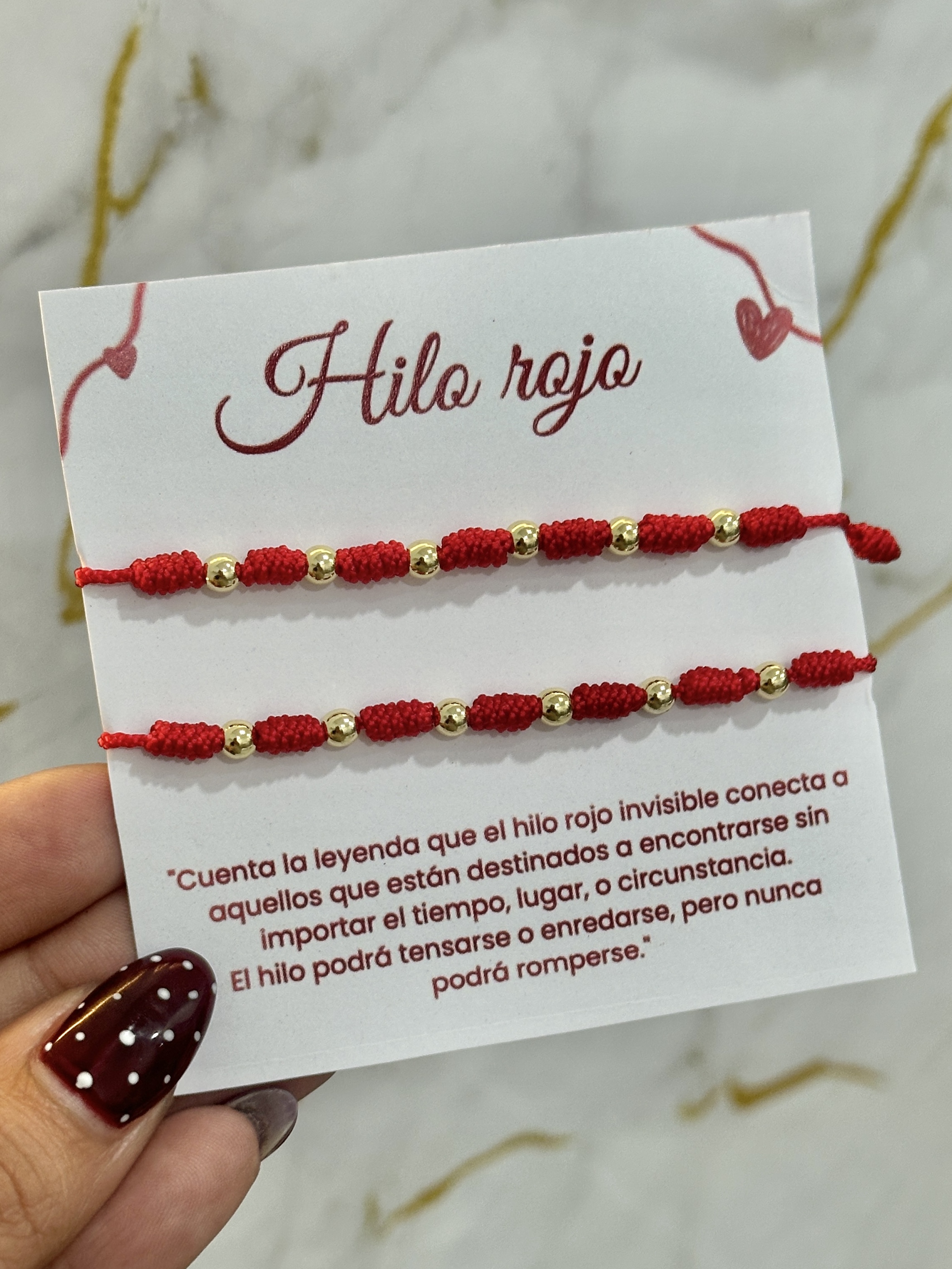 Pulsera hilo rojo tejida (par)  2