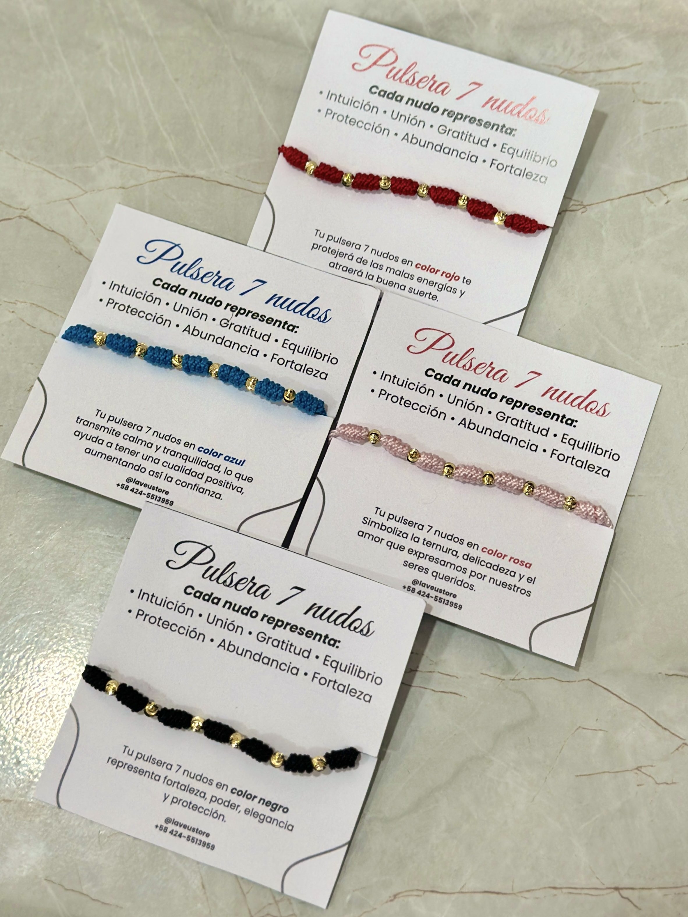 Pulseras 7 nudos con balines