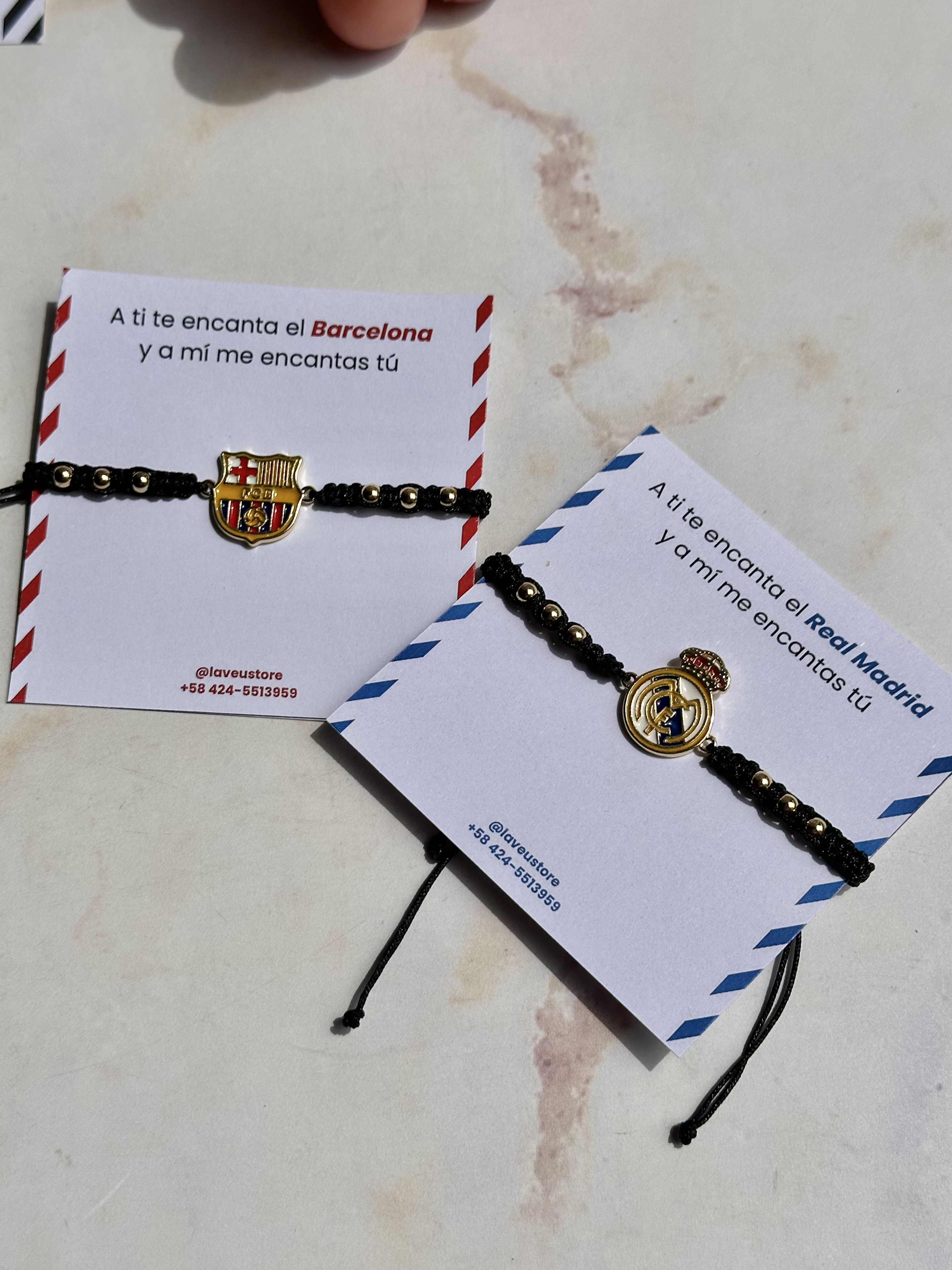 Pulseras tejidas Real Madrid y Barcelona 