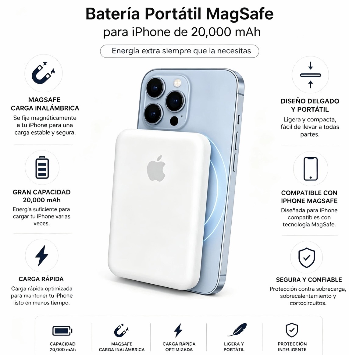 CARGADOR PORTÁTIL DE IPHONE 20000mAh